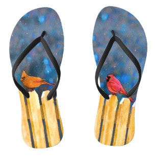 Kardinäle zur Zaunmalerei - Originelle Kunst Badesandalen