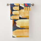 Kardinäle zur Zaunmalerei - Originelle Kunst Badhandtuch Set (Insitu)