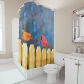 Kardinäle zur Zaunmalerei - Originelle Kunst Duschvorhang (Beispiel)