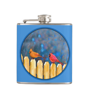 Kardinäle zur Zaunmalerei - Originelle Kunst Flachmann