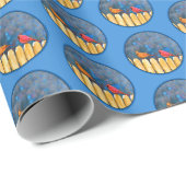 Kardinäle zur Zaunmalerei - Originelle Kunst Geschenkpapier (Rolleneckpunkt)