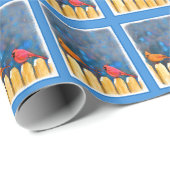 Kardinäle zur Zaunmalerei - Originelle Kunst Geschenkpapier (Rolleneckpunkt)