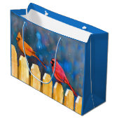 Kardinäle zur Zaunmalerei - Originelle Kunst Große Geschenktüte (Vorderseite Schrägansicht)