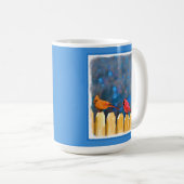 Kardinäle zur Zaunmalerei - Originelle Kunst Kaffeetasse (VorderseiteRechts)