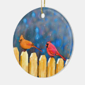 Kardinäle zur Zaunmalerei - Originelle Kunst Keramik Ornament (Links)