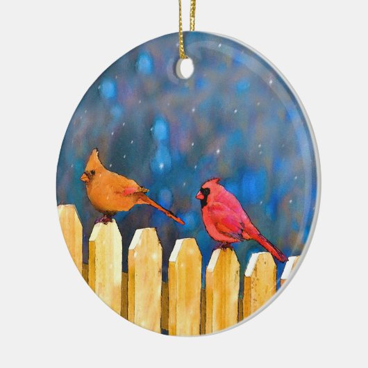 Kardinäle zur Zaunmalerei - Originelle Kunst Keramik Ornament (Links)