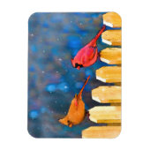 Kardinäle zur Zaunmalerei - Originelle Kunst Magnet (Vertikal)