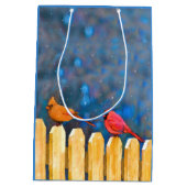Kardinäle zur Zaunmalerei - Originelle Kunst Mittlere Geschenktüte (Rückseite)