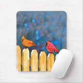 Kardinäle zur Zaunmalerei - Originelle Kunst Mousepad (Mit Mouse)