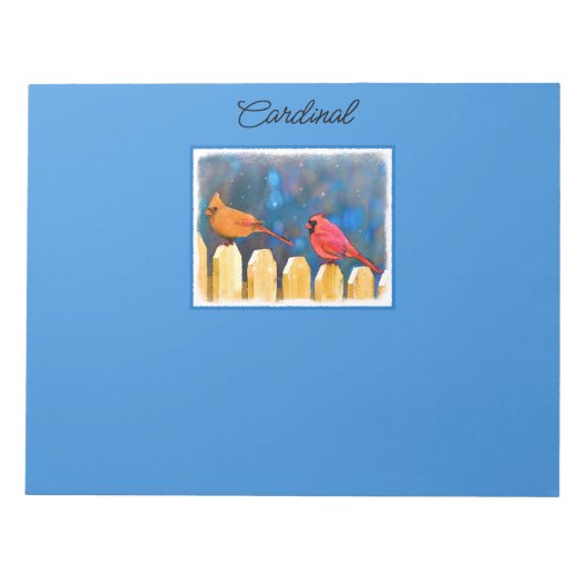 Kardinäle zur Zaunmalerei - Originelle Kunst Notizblock (Vorderseite)
