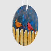 Kardinäle zur Zaunmalerei - Originelle Kunst Ornament (Vorderseite)