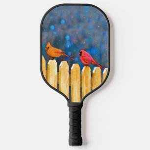 Kardinäle zur Zaunmalerei - Originelle Kunst Pickleball Schläger