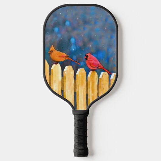 Kardinäle zur Zaunmalerei - Originelle Kunst Pickleball Schläger (Vorderseite)