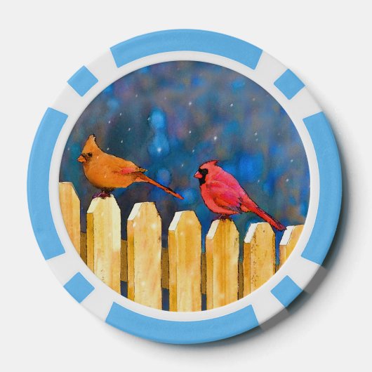 Kardinäle zur Zaunmalerei - Originelle Kunst Pokerchips (Rückseite)