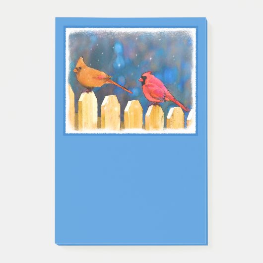 Kardinäle zur Zaunmalerei - Originelle Kunst Post-it Klebezettel (Vorderseite)