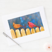 Kardinäle zur Zaunmalerei - Originelle Kunst Rechteckiger Aufkleber (Umschlag)