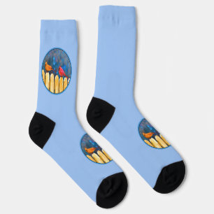 Kardinäle zur Zaunmalerei - Originelle Kunst Socken