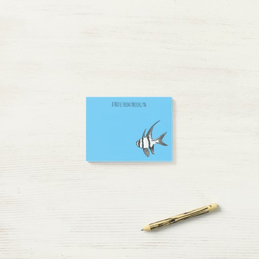 Kardinalfisch-Cartoon in Banggai Post-it Klebezettel (Auf Schreibtisch)