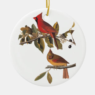 Kardinalgrosbeak-Vögel Vintages Audubon Keramik Ornament