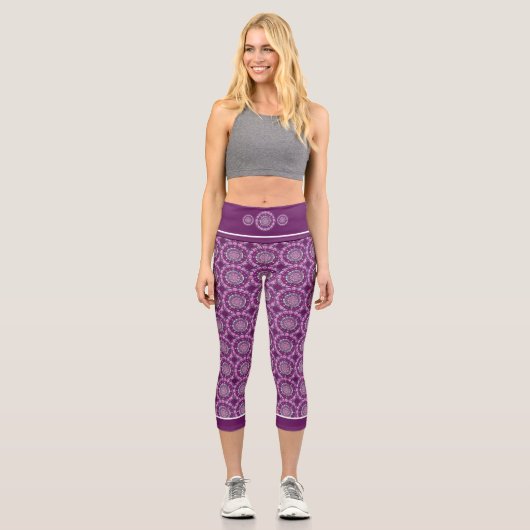 Kardinalrot Rosette Capri Leggings (Vorderseite)