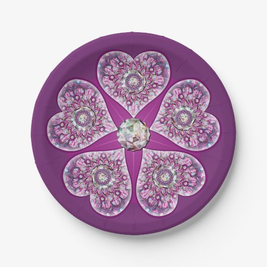 Kardinalrot Rosette Pappteller (Vorderseite)