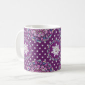 Kardinalrot Rosette & Schneeflocke Kaffeetasse (Vorderseite Links)