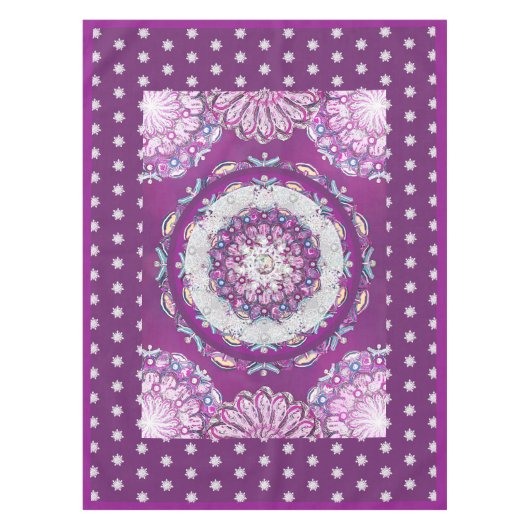 Kardinalrot Rosette & Schneeflocke Tischdecke (Vorderseite)