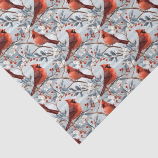 Kardinalrot | Weißes Weihnachtszettel mit blauem H Seidenpapier (Ausschnitt)