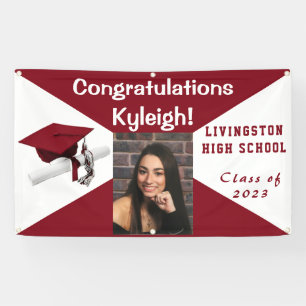 Kardinalrote und weiße Vinyl-Abschlussfoto Banner