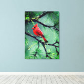 Kardinalroter Vogel Leinwand Wandkunst (Insitu (Holzboden))