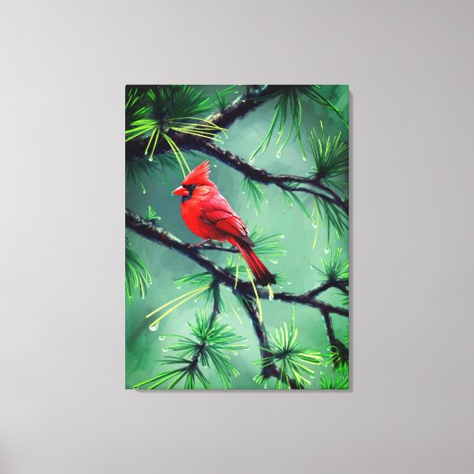 Kardinalroter Vogel Leinwand Wandkunst (Vorderseite)