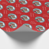 Kardinals Christmas Birdfeeder Red Geschenkpapier (Ecke)