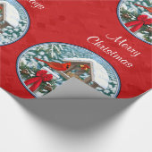 Kardinals Christmas Birdfeeder Red Geschenkpapier (Ecke)