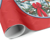 Kardinals Christmas Birdfeeder Red Geschenkpapier (Rolleneckpunkt)