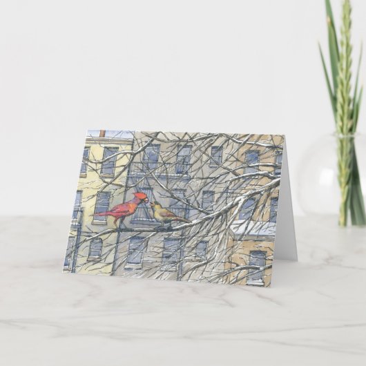 "Kardinals-Paar-" Weihnachtskarte Feiertagskarte (Vorderseite)