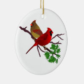 Kardinals-Paare auf einer Niederlassung Keramikornament (Rechts)