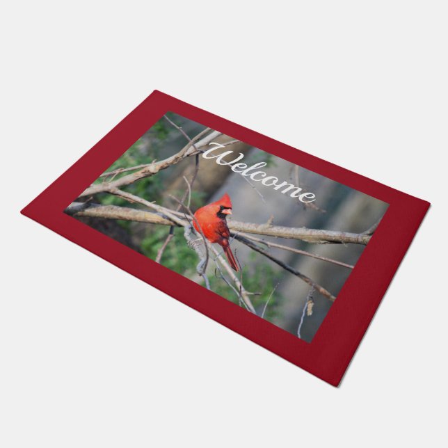 Kardinals-Profil-Frühling Fußmatte (Schrägansicht)