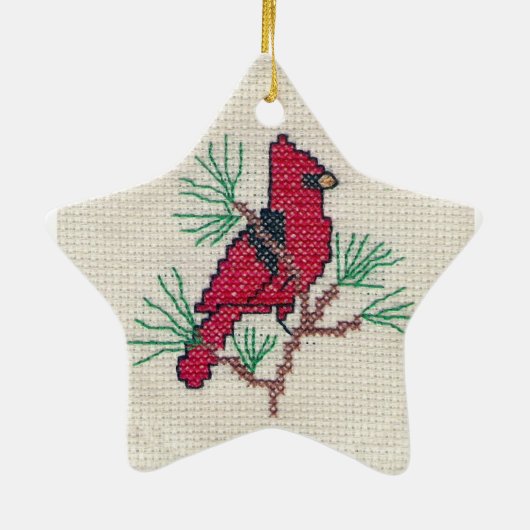 Kardinals-Querstich Keramik Ornament (Hinten)