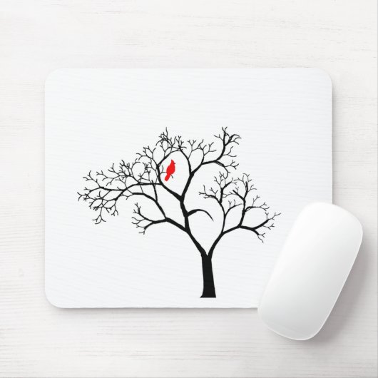 Kardinals-roter Vogel im Snowy-Winter-Baum Mousepad (Mit Mouse)
