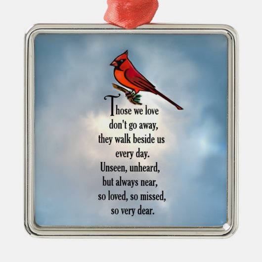 Kardinals-"so geliebtes" Gedicht Silbernes Ornament (Vorne)