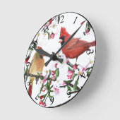 Kardinals und Apple Blossoms Wall Clock Runde Wanduhr (Winkel)