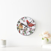 Kardinals und Apple Blossoms Wall Clock Runde Wanduhr (Zuhause)
