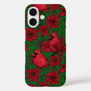 Kardinals und Poinsettia for Christmas iPhone 16 Hülle