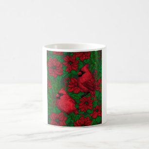 Kardinals und Poinsettia for Christmas Kaffeetasse