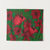 Kardinals und Poinsettia for Christmas Wandteppich (Vorderseite (Horizontal))