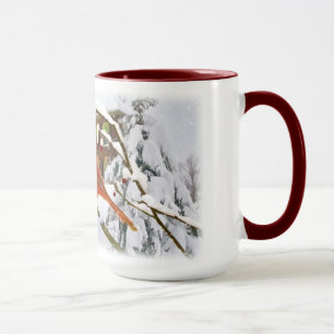 Kardinals-Vogel, Schnee, Winter, Tasse