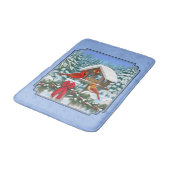 Kardinals Weihnachtsfest Blau Badematte (Schrägansicht)