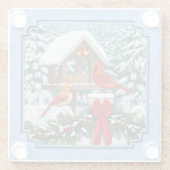 Kardinals Weihnachtsfest Blau Glasuntersetzer (Rückseite)