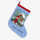 Kardinals Weihnachtsfest Blau Großer Weihnachtsstrumpf (Vorderansicht (hängend))