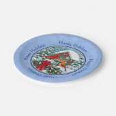 Kardinals Weihnachtsfest Blau Pappteller (Schrägansicht)